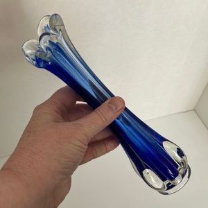 Swung vase cobalt blue art glass